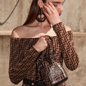 Fendi Mini Mon Tresor, brown leather bucket bag.